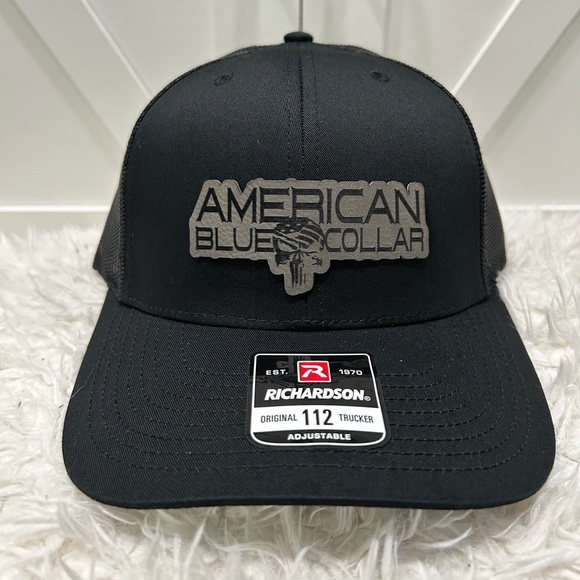 Laser engraved American Blue Collar Richardson 112 trucker Hat. - Picture 2 of 2